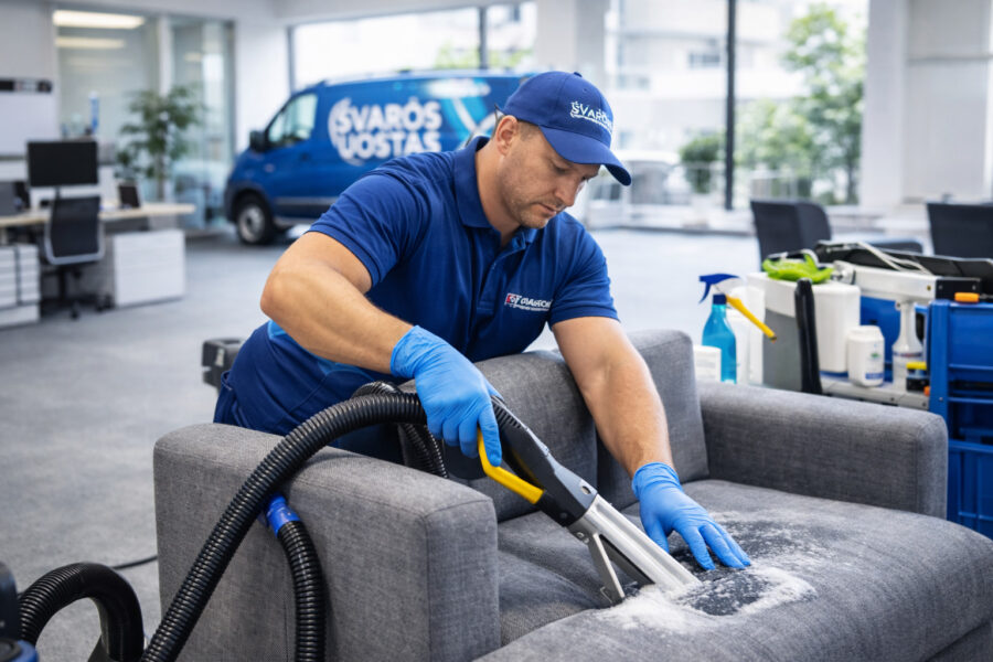 Minkštų baldų valymas Klaipėdoje su profesionalia įranga